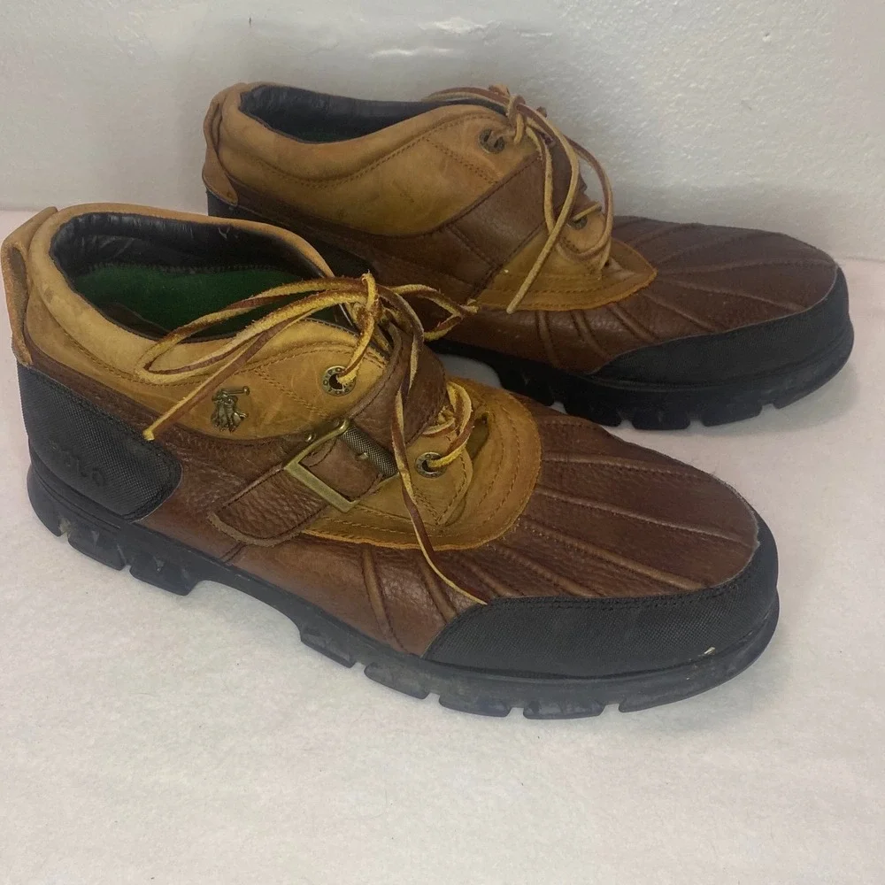Polo Ralph Lauren Duck Boots Mens 11.5D Brown Leather Lug Sole Gorpcore